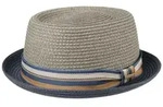 Stetson Strohhut Pork Pie mit bunter Ripsgarnitur und UV-Schutz 40+