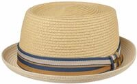 Stetson Strohhut Pork Pie mit bunter Ripsgarnitur und UV-Schutz 40+