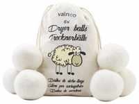 valneo 6 Trocknerbälle weiß 100% Natürliche Schafwolle
