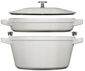 Kochtopf Staub La Cocotte Kochtopfset, 2-tlg rund Gusseisen Weisser Tr&uuml;ffel Kochtopf