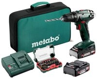 metabo Akku-Bohrschrauber BS 18 Set, 18 V, 2 x 2 Ah Li-Ion Werkzeugtasche