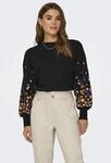 Sweatshirt ONLY "ONLBROOKE L/S O-NECK FLOWER SWT", Damen, Gr. S, schwarz (schwarz