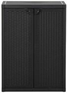 vidaXL Garten-Ger&auml;teschrank, Gartenschrank Schwarz 65x45x88 cm PP Rattan-Optik