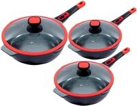 KING Pfannen-Set Click-Grip, Aluminiumguss (Set, 3-tlg., je 1 Pfanne &Oslash; 24/28/32 cm,
