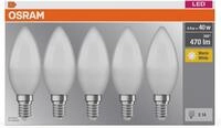 Osram LED-Leuchtmittel LED BASE Classic B40, Filament, E14, 5 St., Warmwei&szlig;