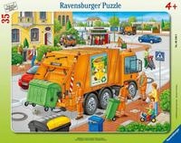 Ravensburger Puzzle M&uuml;llabfuhr. Rahmenpuzzle 35 Teile, 35 Puzzleteile