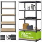 Juskys Schwerlastregal Basic, Regalsystem mit 5 Einlegeb&ouml;den, je 175 kg Traglast,