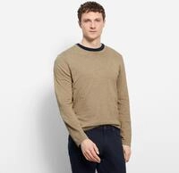 Rundhalspullover OLYMP "OLYMP Strick Casual", Herren, Gr. M, braun (camelfarben),