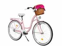 Milord Bikes Komfort Fahrrad mit Weidenkorb 28" rosa