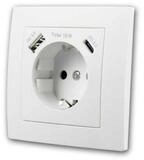 McPower Schuko-Stecker FLAIR Schuko-Steckdose wei&szlig; mit USB-C, m Rahmen