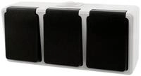 McPower Aufputz-Steckdose MCPOWER Feuchtraum Steckdose Taff, 3-fach, grau-schwarz