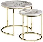 Wohnling Satztisch Beistelltisch 2er Set Couchtisch Marmor Optik Wohnzimmertisch