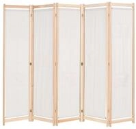 vidaXL Raumteiler 5-teiliger Raumteiler Creme 200 x 170 x 4 cm Stoff, 5-tlg.