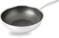 HENSSLERS Wok, Edelstahl (1-tlg), 3-Schicht Materia, Wabenstruktur und