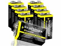 kraftmax 8er Pack Xtreme 9V Block Longlife Batterien 6LR61 9 Volt Batterie