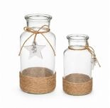 ReWu Dekovase Glasvasen 2er Set mit Juteband und Sternanh&auml;nger (2 St), Glas Vasen