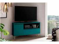SalesFever LOTTA Eck TV-Lowboard Beine Messing blau (393635)