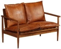 vidaXL Sofa 2-Sitzer-Sofa Echtleder nholz Braun, 1 Teile