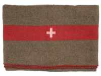 Wolldecke Schweiz. Wolldecke, braun, 200 x 150 cm, MFH, mit weißem Kreuz