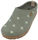 Haflinger Grizzly Cuoricino Filzclog aus reinem Wollfilz Unisex Herzmotiv Hausschuh