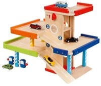 goki Spiel-Parkhaus Parkhaus Holz Parkgarage Spielspa&szlig; &uuml;ber drei Ebenen mit...