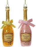 Kaemingk Christbaumschmuck, Christbaumschmuck Glas Sektflaschen 13,5cm, 2er Set -