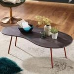 FINEBUY Couchtisch FB50928 Akazie Massivholz 122cm Wohnzimmertisch Retro...
