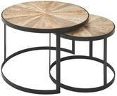 Wohnling Satztisch Design Couchtisch Massivholz Wohnzimmertisch 2 teilig Rund