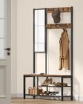 VASAGLE Garderobenst&auml;nder Garderobe, Spiegel, Schuhregal mit Sitzfl&auml;che