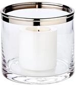 EDZARD Windlicht Molly, Kristallglas mit Platinrand, mundgeblasen, H 10 cm, &Oslash;...