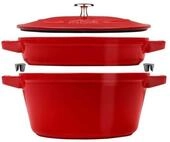 Kochtopf Staub La Cocotte Kochtopfset, 2-tlg rund Gusseisen Kirsch-Rot Kochtopf Topf,