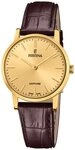 Festina Quarzuhr F20017/2, Damenuhr Braun/Goldfarben mit Lederband