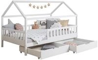 Ticaa Hausbett Kay mit Rausfallschutz und Schubkasten aus Kiefer, Kinderbett...