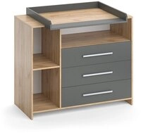 Vicco Wickelkommode Oskar, Goldkraft Eiche/Anthrazit, 113 x 100 cm