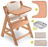 Hauck Hochstuhl Alpha Plus Move Natur (5 St), Holz Babystuhl ab 6 Monaten mit Rollen,