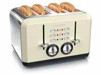 Arendo Toaster, 4 kurze Schlitze, für 4 Scheiben, 1630 W, Automatik, Edelstahl,