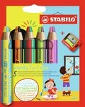 STABILO Buntstift STABILO Buntstifte woody 3in1 duo 5er Set mit Spitzer
