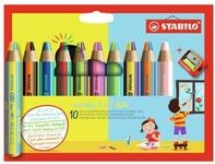 STABILO Buntstift STABILO woody 3 in 1 duo Buntstift - 10er Set mit Spitzer