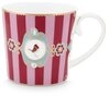 PiP Studio Becher Love Birds Medaillion Henkelbecher Stripes rot/pink 250ml, Bone