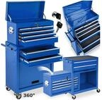tectake Werkzeugwagen Werkstattwagen mit 10 F&auml;chern, blau, 8, 110, 8 kugelgelagerte