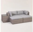 Greemotion Gartenlounge-Set Rattanlounge Olea 5-teilig. Loungeset Rattan mit Auflagen