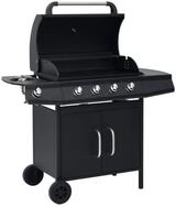 vidaXL Gasgrill Gasgrill 4+1 Flammen Schwarz Stahl