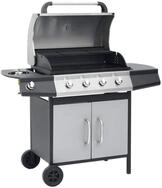 vidaXL Gasgrill Gasgrill 4+1 Flammen Schwarz und Silbern Stahl & Edelstahl