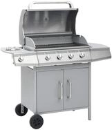 vidaXL Gasgrill Gasgrill 4+1 Flammen Silbern Edelstahl