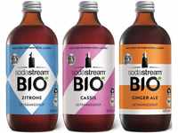 SodaStream Getränke-Sirup BIO Zitrone, Cassis, Ginger Ale, 0,5 l, 3 Stück,