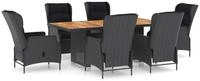 vidaXL Garten-Essgruppe, 7-tlg. Gartengarnitur mit Auflagen Poly Rattan...