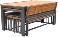 MERXX Garten-Essgruppe Milos, (Set, 10-tlg., 4 B&auml;nke (2x mit und 2x ohne