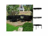 vidaXL 8-tlg. Garten-Lounge-Set mit Auflagen schwarz PVC (48592)