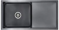 vidaXL Granitsp&uuml;le Handgefertigte K&uuml;chensp&uuml;le Schwarz Edelstahl, 44/87 cm