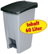 BRB-Lagertechnik M&uuml;lleimer Tretabfalleimer mit Rollen, Inhalt 60 Liter, Leichte